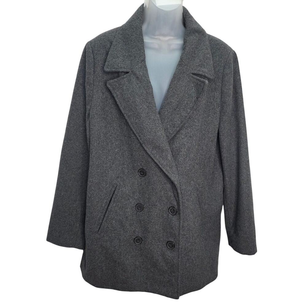 Old Navy Women’s XL Gray Recycled Wool Blend Double Breasted Peacoat